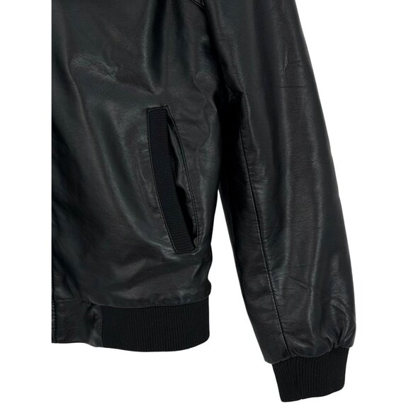 Members Only Men’s Black Faux Leather Moto Jacket | Edgy Biker Streetwear Grunge - Picture 4 of 16